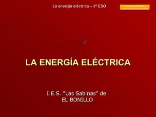 LA ENERGÍA ELÉCTRICA I.E.S. “Las Sabinas” de  EL BONILLO La energía eléctrica – 3º ESO Copyright FMM2005 © Todos los derec...