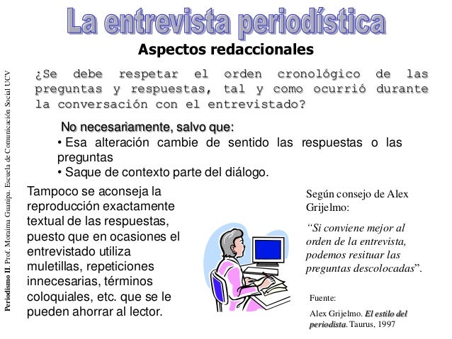 La entrevista periodística aspectos redaccionales