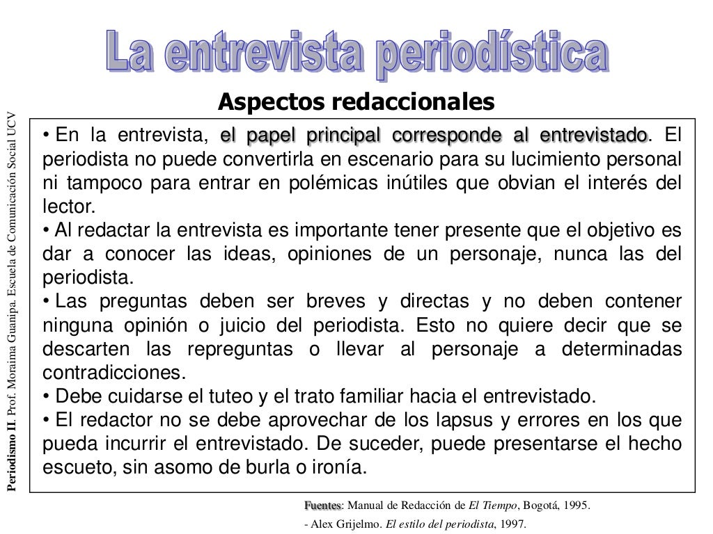 La entrevista periodística aspectos redaccionales