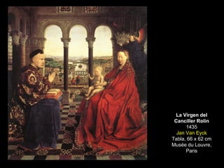 La Virgen del Canciller Rolin 1435 Jan Van Eyck Tabla, 66 x 62 cm Musée du Louvre, Paris JAN VAN EYCK 