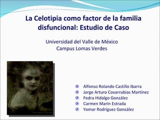 La Celotipia como factor de la familia disfuncional: Estudio de Caso Universidad del Valle de México Campus Lomas Verdes ,[object Object],[object Object],[object Object],[object Object],[object Object]