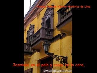 Jazmines en el pelo y rosas en la cara,   Casona Colonial-Centro Histórico de Lima 