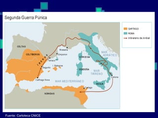 1.1 GUERRAS PÚNICAS. Mapa de la 2ª Guerra Púnica  Fuente: Cartoteca CNICE 