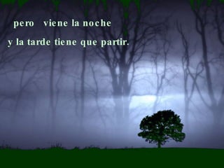 pero  viene la noche y la tarde tiene que partir. 
