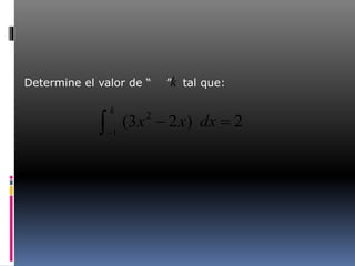 Determine el valor de “ ” tal que:
2
)
2
3
(
1
2



dx
x
x
k
k
 