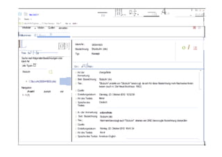 自強
x

http://xtr世圳

Konve仕

xU

:::
:lL

4
.

唱
唱

l l刮

咀.世

目 a.
J

自由國

-

叫

悔 自 eBayWOW你gebote . 自Neue Numme恥
!
.

Vokabular

﹒

IlWillkommen

Medien .

Q
uellen

Zinio "

So a間 mml叫
伽

圖 器

abmelden

，

@ ] ß恤 旭 11

1
L
「一
一-

間. - . 吋
﹒

回
到

Ident-Nr.:

300041603

Bezeichnung: Stutzuhr (de)

吋 Ls
i

Tree Su

ol

法

Konzept

Typ:

Suche nachfolgendenBezeichnungen oder
Ident-Nr:
]alle Typen

叫lRel州

ld

Stutzuhr

Gr州 a

已
〉

i Art der

changeNote

'"

r -

Anmerkung:
• CStu位uhr(300041603) (de)
Navigation
Anzahl
1- 1 (1)

二1
二

i Betr. Bezeichnung: Stutzuhr (de)
"Stutzuhr" anstelle von "Stockuhr" bevorzugt， sich für diese Bezeichnung mehr Nachweise finden
da
i Text:

::

lassen (auch in: Der NeueBrockhaus，
1962)
zurück

i
i
i
i

vor

Quelle:
Erstellungsdatum:
Art des Textes:
Sprache des
Textes:

L -

Dienstag， Oktober 2012，
23.
12:52:58
literal
Deutsch

「
i
i
i
i
i
i
i

A吋 der Anmerkung: editorialNote
Betr. Bezeichnung: Stutzuhr (de)
Text:
Hartmannbevorzugt auch"Stutzuhr"，
ebenso wie GND; bevorzugte Bezeichnung überprüfen
Quelle:
Erstellungsdatum:

Montag， Oktober 2012，
22.
1645 24

literal
Art des Textes:
Sprache des Textes: American English
1 ...

， ，
_

 