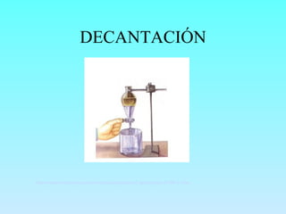 DECANTACIÓN http://centros5.pntic.mec.es/ies.victoria.kent/Rincon-C/practica2/pr-53/PR-53.htm   