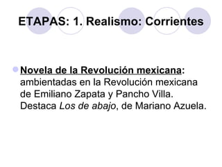 ETAPAS: 1. Realismo: Corrientes



 Novela de la Revolución mexicana:
  ambientadas en la Revolución mexicana
  de Emilia...