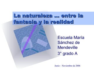 La naturaleza … entre la fantasía y la realidad Escuela María Sánchez de Mendeville 3° grado A Junio – Noviembre de 2006 
