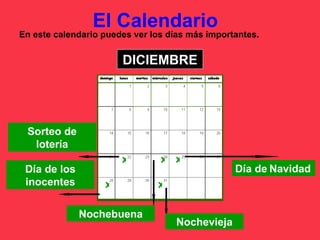 En este calendario puedes ver los días más importantes. El Calendario DICIEMBRE x Nochebuena x Día de   Navidad x Nochevieja x Sorteo de lotería Día de los inocentes x 