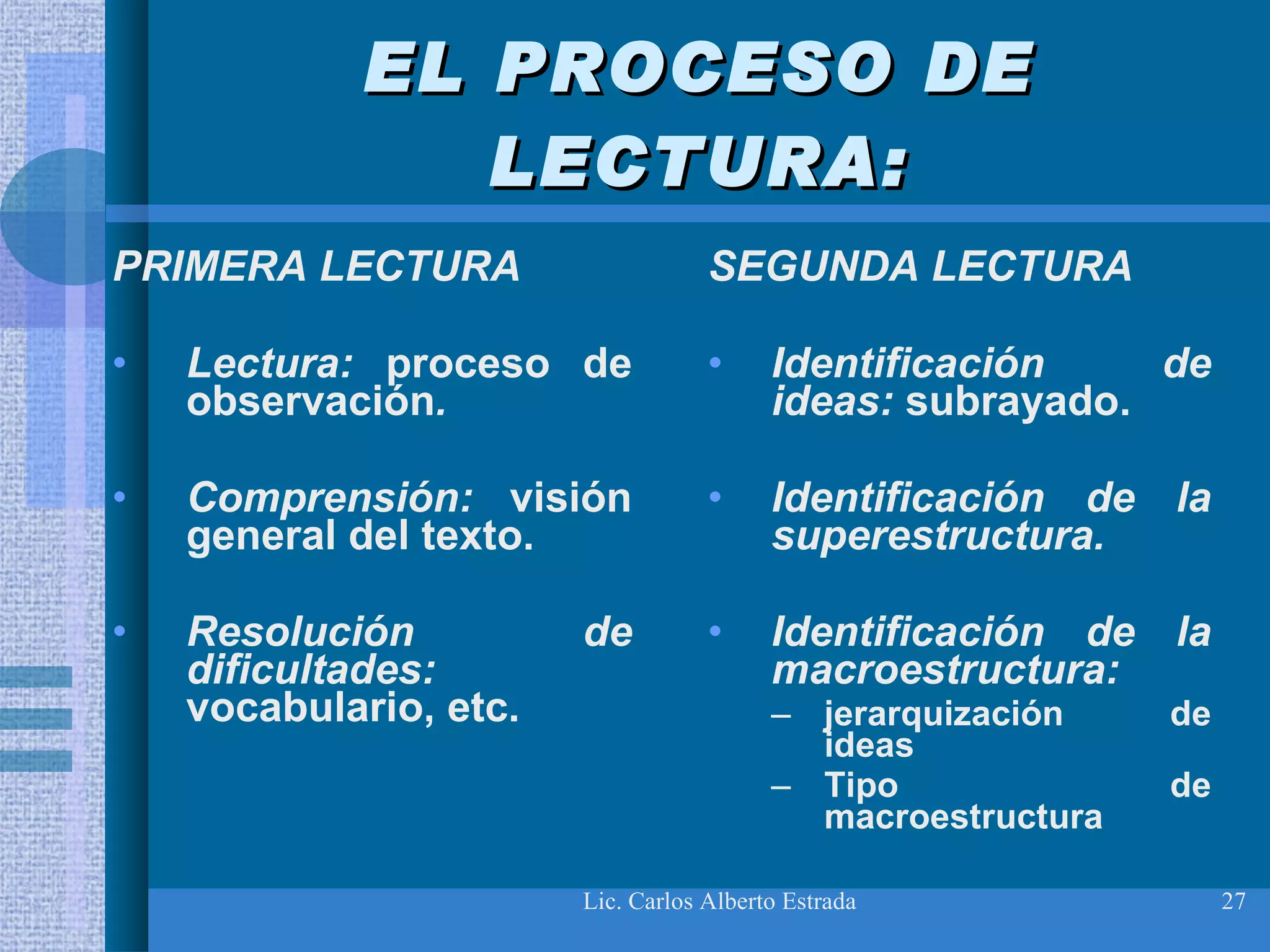 La observacion y el proceso de lectura | PPT