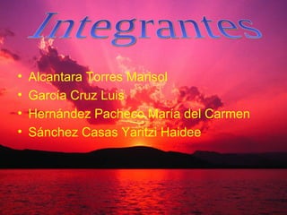 Alcantara Torres Marisol García Cruz Luis Hernández Pacheco María del Carmen Sánchez Casas Yaritzi Haidee Integrantes 