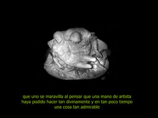 que uno se maravilla al pensar que una mano de artista haya podido hacer tan divinamente y en tan poco tiempo una cosa tan admirable 