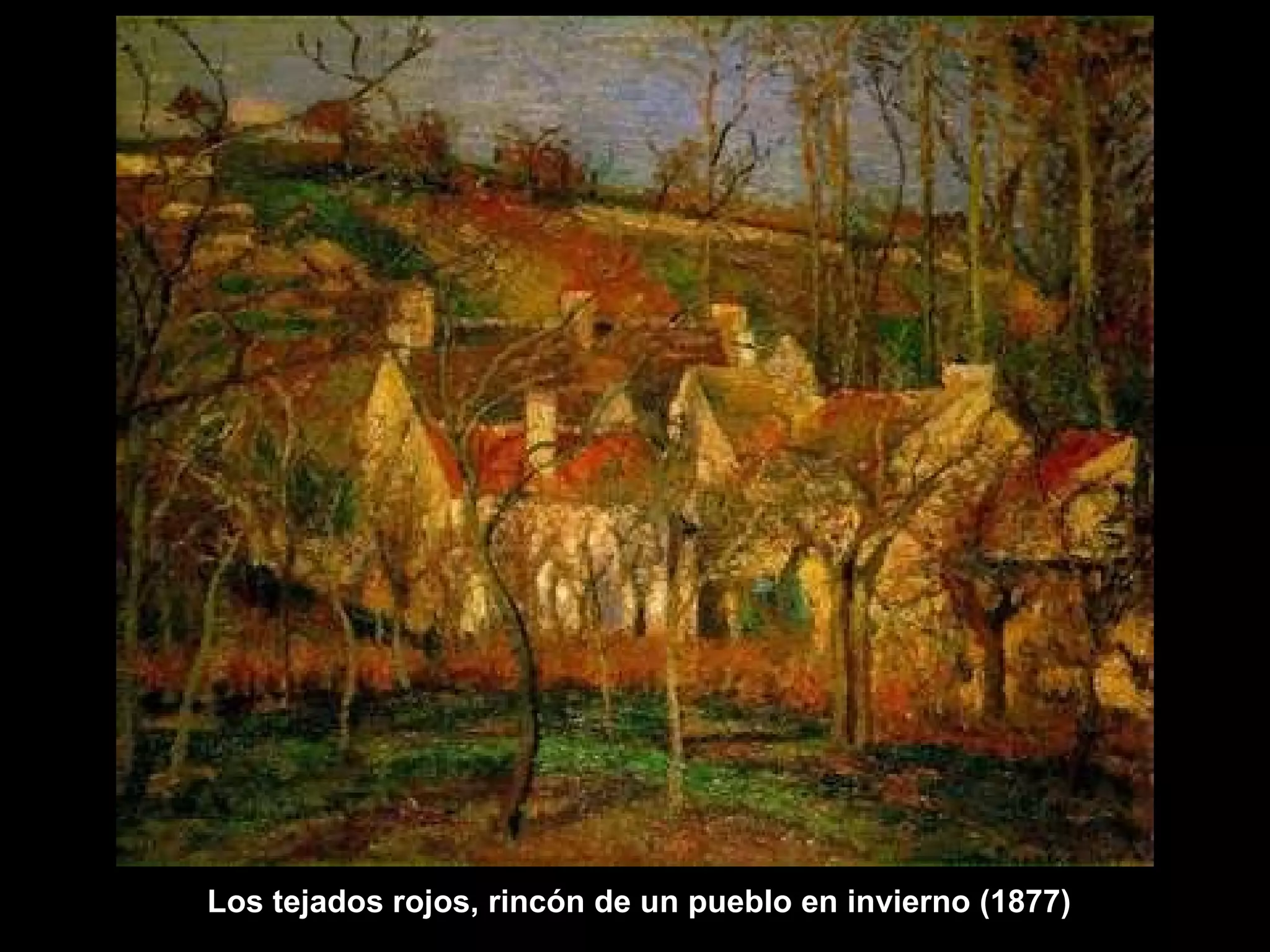 Los tejados rojos, rincón de un pueblo en invierno (1877) 