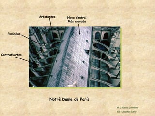 Notrê Dame de París Nave Central Más elevada Arbotantes Contrafuertes Pináculos M. C García Chimeno IES “Leopoldo Cano” 