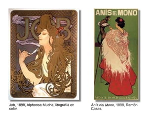 Job, 1898, Alphonse Mucha, litografía en
color
Anís del Mono, 1898, Ramón
Casas.
 