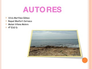 AUTORES Silvia Martínez Gómez Raquel Monfort Carrasco Melani Villena Melero 4º ESO D 