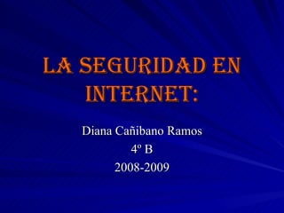 LA seguridad en Internet: Diana Cañibano Ramos 4º B 2008-2009 
