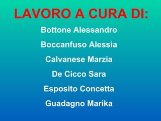 LAVORO A CURA DI: Bottone Alessandro Boccanfuso Alessia Calvanese Marzia De Cicco Sara Esposito Concetta Guadagno Marika 