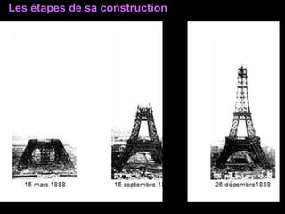 L e montage de la Tour est une merveille de précision, comme s'accordent à le reconnaître tous les chroniqueurs de l'époque. Commencé en janvier 1887, le chantier s'achève le 31 mars 1889. Gustave Eiffel est décoré de la Légion d'Honneur sur l'étroite plate-forme du sommet .  Les étapes de sa construction 