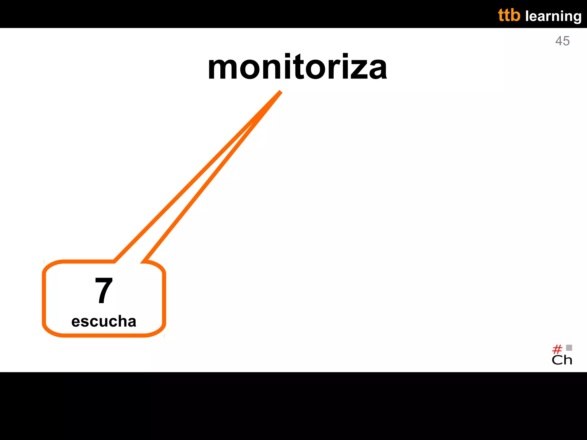 ttb learning
                               45

          monitoriza




  7
escucha
 