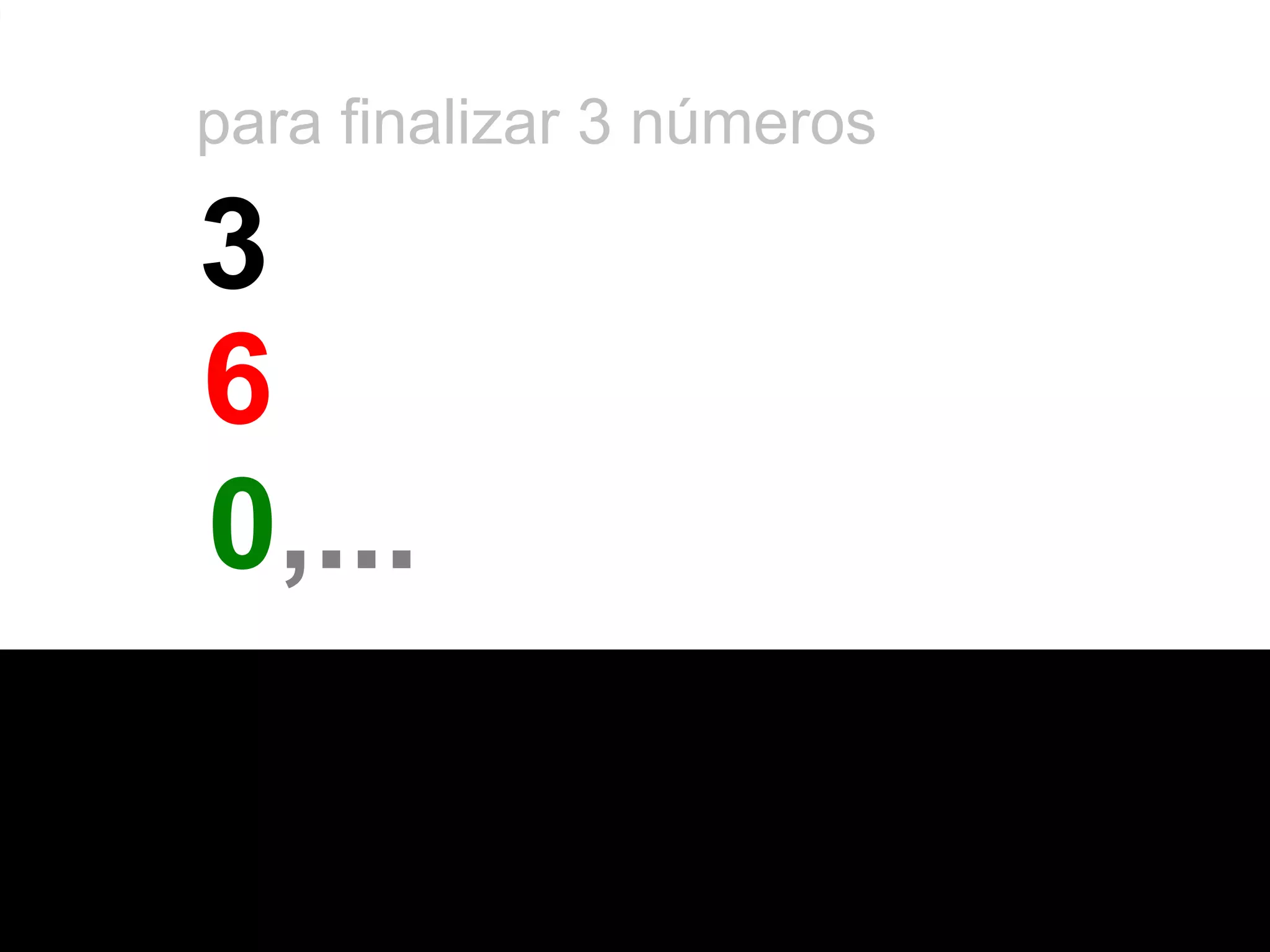 ttb learning
                                   68
para finalizar 3 números

3
6
0,...
 