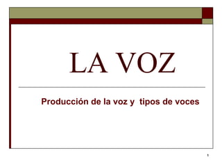   LA VOZ Producción de la voz y  tipos de voces 