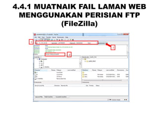 4.4.1 MUATNAIK FAIL LAMAN WEB
MENGGUNAKAN PERISIAN FTP
(FileZilla)
1
2
3
 