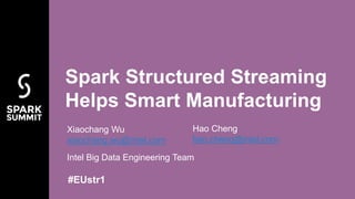 #EUstr1
Intel Big Data Engineering Team
Spark Structured Streaming
Helps Smart Manufacturing
Xiaochang Wu
xiaochang.wu@intel.com
Hao Cheng
hao.cheng@intel.com
 