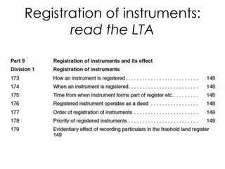 Registration of instruments:
read the LTA
 