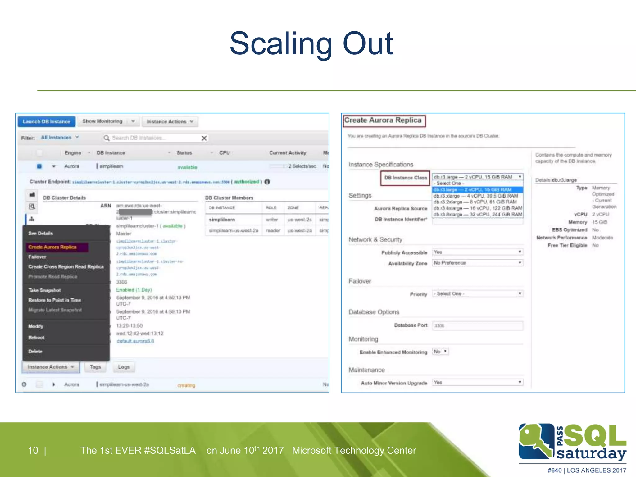Scaling Out
10 |10 | The 1st EVER #SQLSatLA on June 10th 2017 Microsoft Technology Center
 