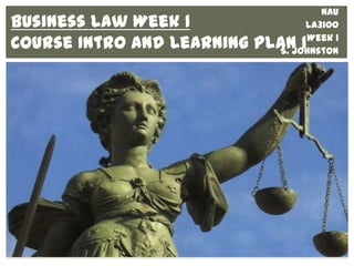 Business Law Week 1
Course Intro and Learning Plan 1
NAU
LA3100
Week 1
S. Johnston
 