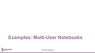 Examples: Multi-User Notebooks
#EUeco8 #sparkbench
 