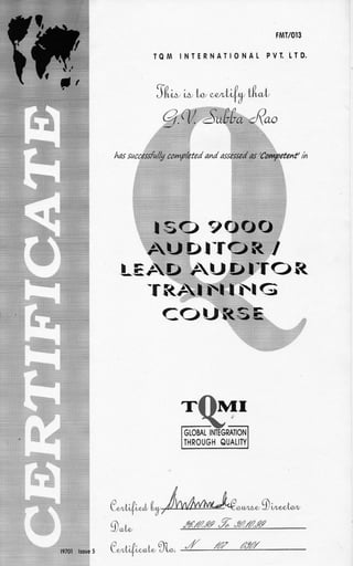 Lead Auditor Competent ISO 9000