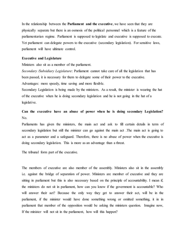 The concept of separation of power between the legislature, Judicature