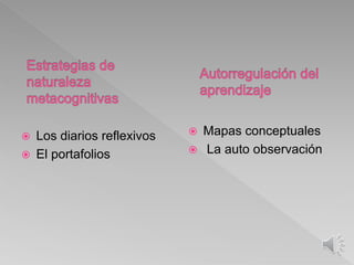  Los diarios reflexivos
 El portafolios
 Mapas conceptuales
 La auto observación
 