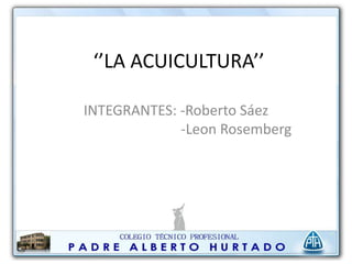 ‘’LA ACUICULTURA’’

INTEGRANTES: -Roberto Sáez
             -Leon Rosemberg
 