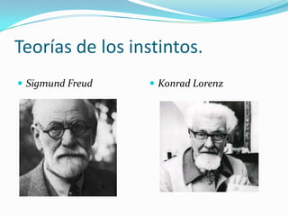 Teorías de los instintos.
 Sigmund Freud  Konrad Lorenz
 