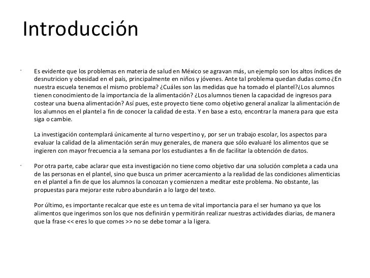 Proyecto de Investigación - La alimentación en el cch azcapotzalco