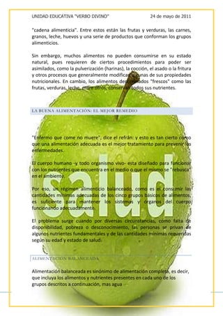 ......LA BUENA ALIMENTACIÓN.......