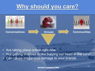 Why should you care?13Conversations                        Groups                        Communities                                                         Are taking place online right now 