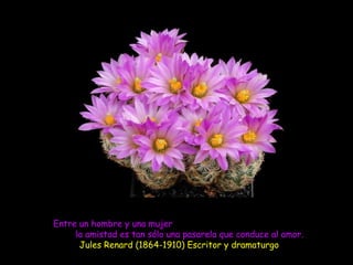 Entre un hombre y una mujer
     la amistad es tan sólo una pasarela que conduce al amor.
      Jules Renard (1864-1910) Escritor y dramaturgo
 