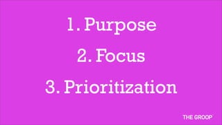 1. Purpose
    2. Focus
3. Prioritization
 
