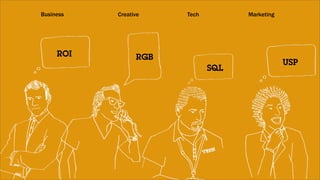 Business   Creative    Tech         Marketing




     ROI         RGB
                                                USP
                              SQL
 
