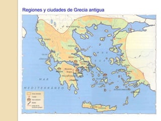 Antigua GreciaLa civilización griega tiene sus orígenes en la egea.