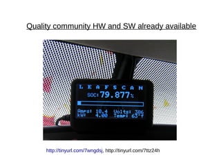 Quality community HW and SW already available




     http://tinyurl.com/7wngdsj, http://tinyurl.com/7ttz24h
 