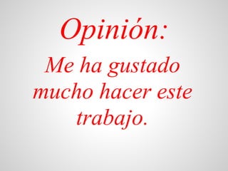 Opinión:
 Me ha gustado
mucho hacer este
   trabajo.
 