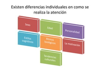 Existen diferencias individuales en como se
             realiza la atención
 