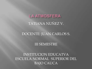 TATIANA NUÑEZ V.
DOCENTE: JUAN CARLOS S.
III SEMESTRE
INSTITUCION EDUCATVA
ESCUELA NORMAL SUPERIOR DEL
BAJO CAUCA
 