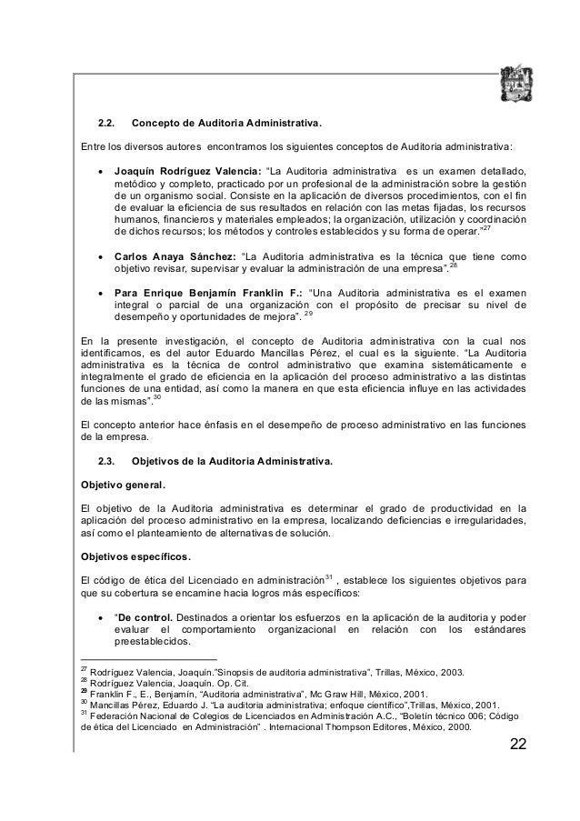 SINOPSIS DE AUDITORIA ADMINISTRATIVA JOAQUIN RODRIGUEZ VALENCIA PDF